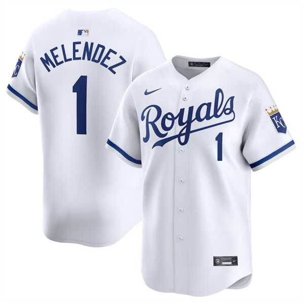 Men%27s Kansas City Royals #1 MJ Melendez White 2024 Home Limited Stitched Baseball Jersey Dzhi
